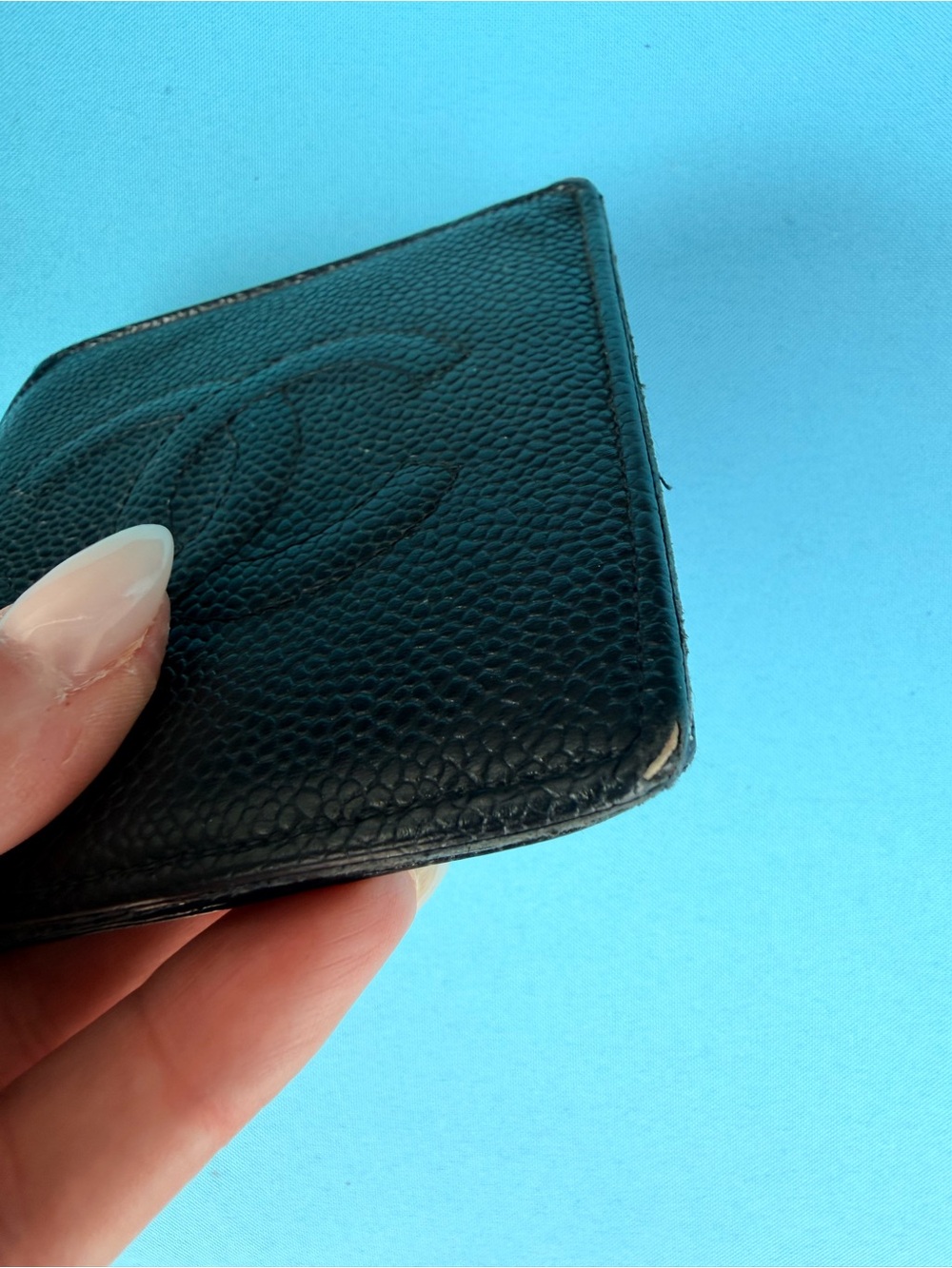 CHANEL Rare vintage Black Pebbled Leather Men's wallet AUTHENTIC - Picture 11 of 14